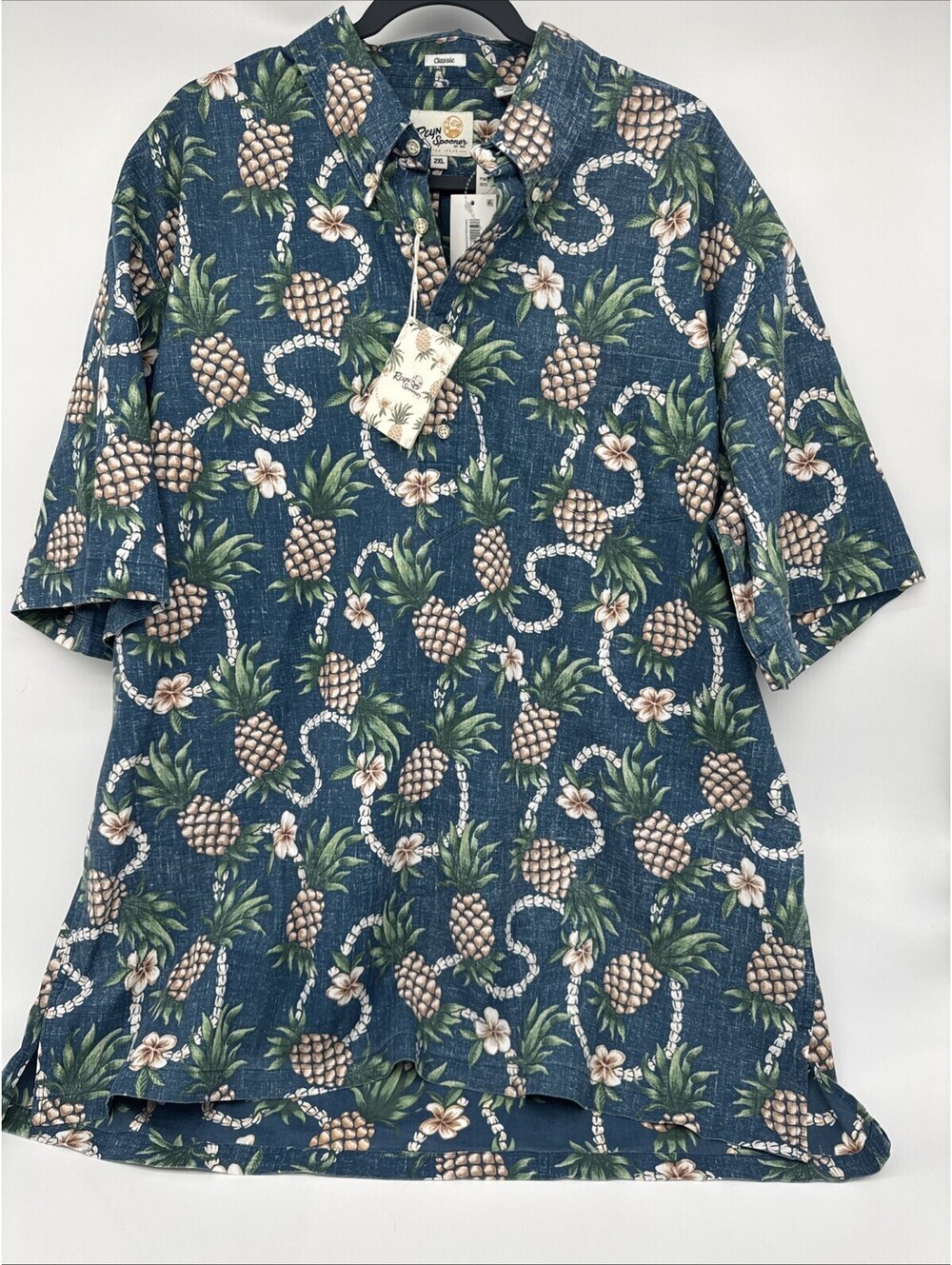 Reyn Spooner Men's Classic Hawaiian Shirt Blue, Size XXL (2XL), Short Sleeve NWT